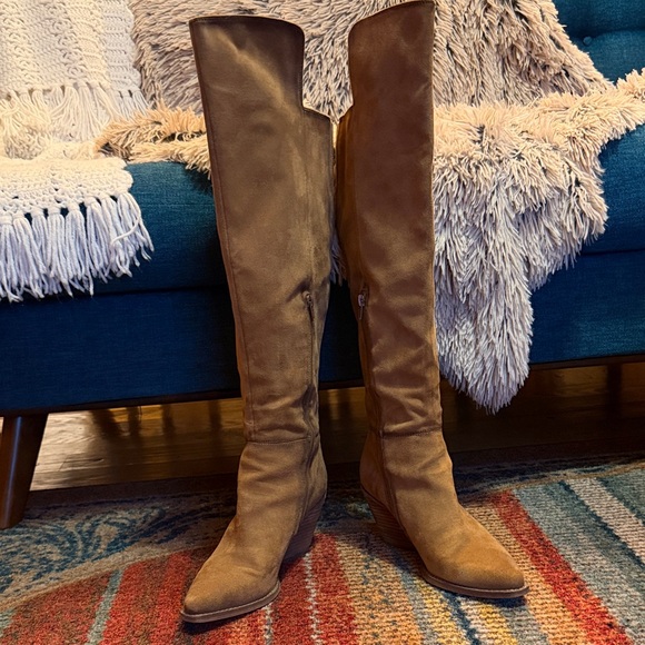 Zodiac Shoes - Tan Faux Suede Over-the-knee Women's Western Dress Boots